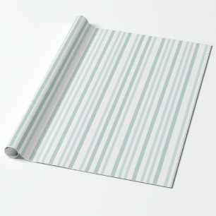 Grayish Grått Grönt Line Rand on White Presentpapper