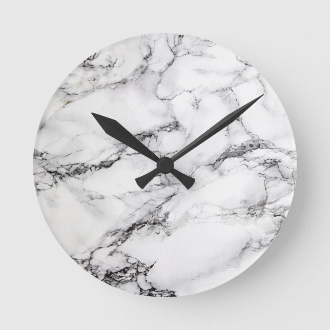 Grayish White Marble Rund Klocka (Framsida)