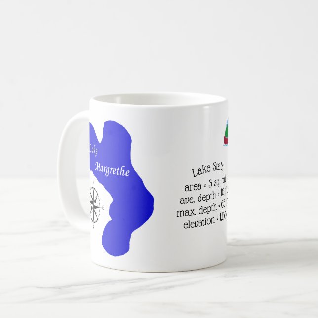 Grayling, MI och sjöMargrethe statistik Kaffemugg (Framsida vänster)