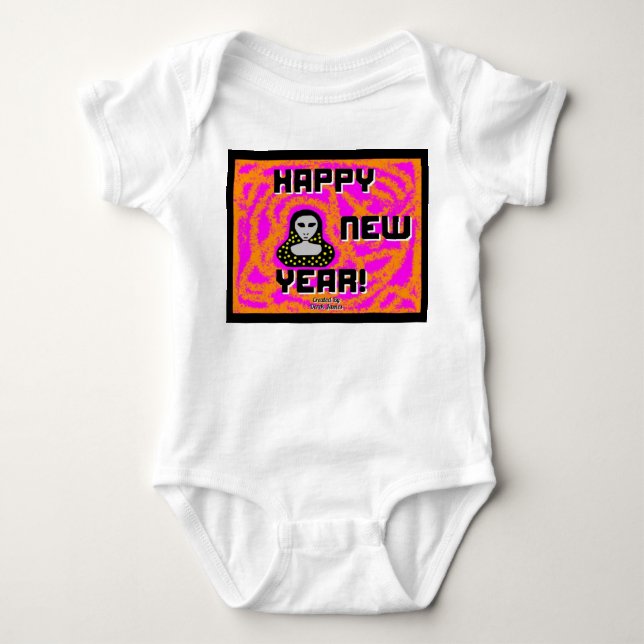 Grays New Year Önskemål Baby Jersey Bodydress T Shirt (Framsida)