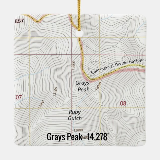 Grays Peak Fourteener Topo Julgransprydnad Keramik (Baksida)