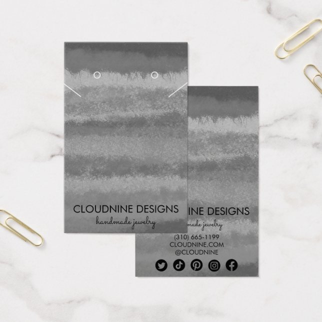 Grayscale Earring Necklace Jewelry Visning Card Visitkort (Kontor)