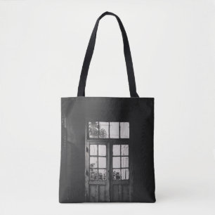 GRAYSCALE-FOTO AV TRODEN FRAMED CLEAR GLAS-DÖRR TYGKASSE