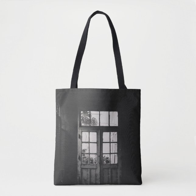 GRAYSCALE-FOTO AV TRODEN FRAMED CLEAR GLAS-DÖRR TYGKASSE (Framsida)