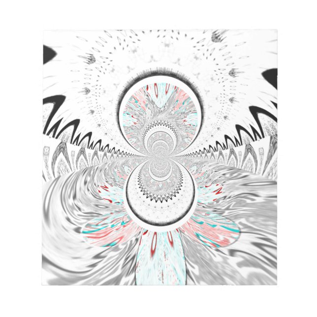 Grayscale Kaleidoscope Art-utskrift Anteckningsblock (Framsida)