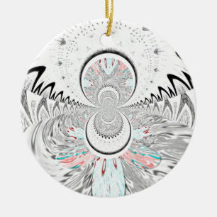 Grayscale Kaleidoscope Art-utskrift Julgransprydnad Keramik