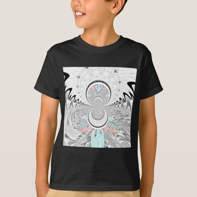 Grayscale Kaleidoscope Art-utskrift T Shirt (Framsida)