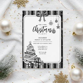 Grayscale Modern Christmas Tree Invitation Inbjudningar