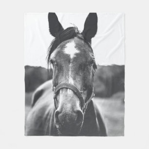 GRAYSCALE PHOTOGRAPHY OF HORSE FLEECEFILT