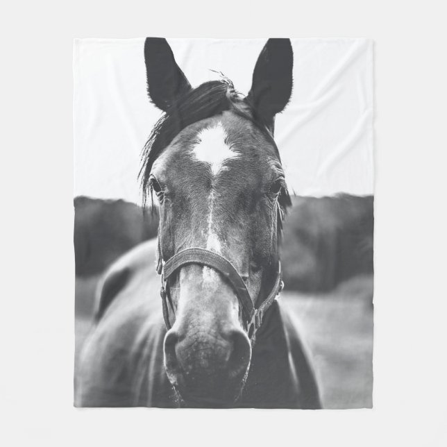 GRAYSCALE PHOTOGRAPHY OF HORSE FLEECEFILT (Framsidan)
