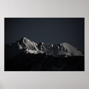GRAYSCALE PHOTOGRAPHY OF SNÖ MOUNTAIN POSTER