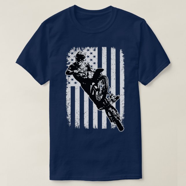Grayschale american motocross rider t shirt (Design framsida)
