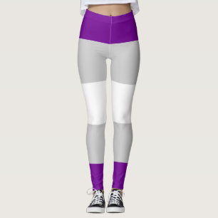 Graysexual Flagga Lila Grått White Stripe LGBT T Leggings
