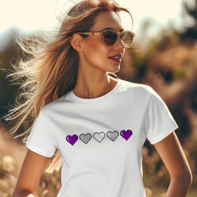 Graysexual Flagga Pixel Heart T Shirt (Skapare uppladdad)