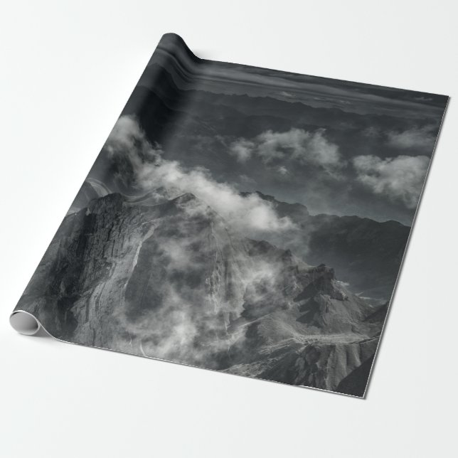 GRAYSKALA FOTO AV MOUNTAINRANGE PRESENTPAPPER (Utrullad)