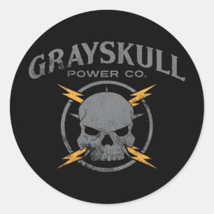 Grayskalle Power Co. Runt Klistermärke