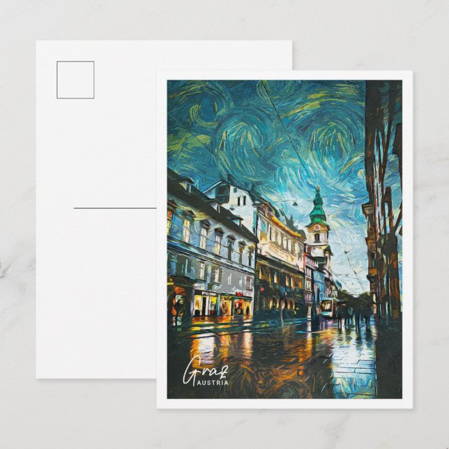 Graz Austria Bevacker Oil Paint Ligcape Vykort (Fram/baksida)