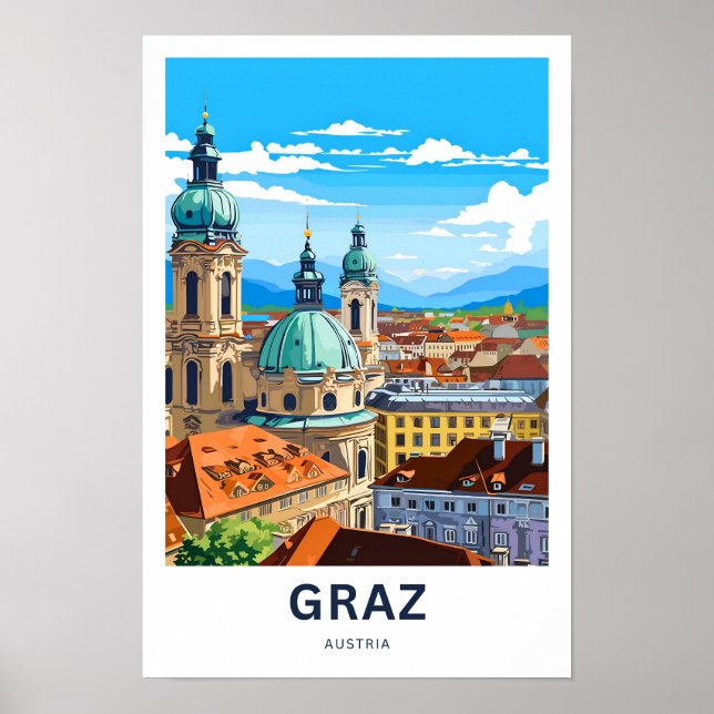 Graz Austria Travel Print Poster (Framsidan)