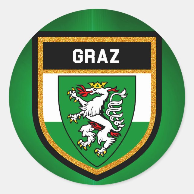 Graz Flagga Runt Klistermärke (Framsida)