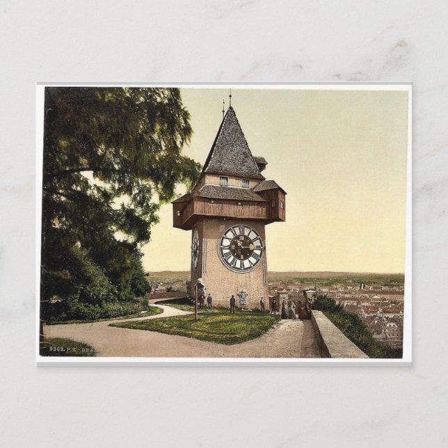 Graz, klockan, Steiermark, Österrike-Ungern, klass Vykort (Framsida)