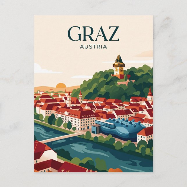 Graz Panorama Österrike Vykort (Framsida)