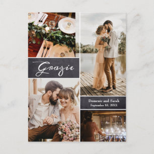 Grazie Anpassningsbar Photo Collage Chalkboard Meddelande Vykort