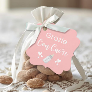 Grazie Con Cuore Italienska Tack Rosa Gåvor Etiketter
