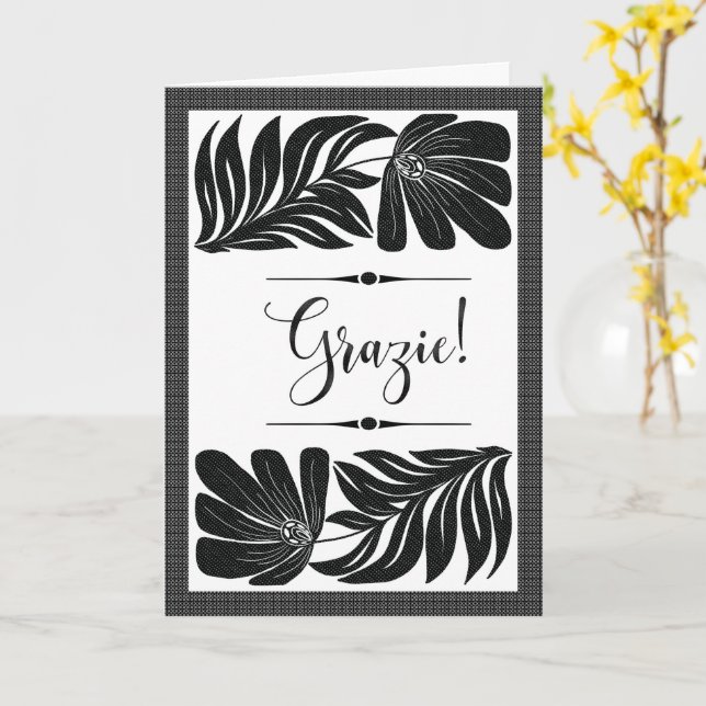 Grazie Floreale Elegante Tropicale Bianco e Nero Kort (Gul blomma)