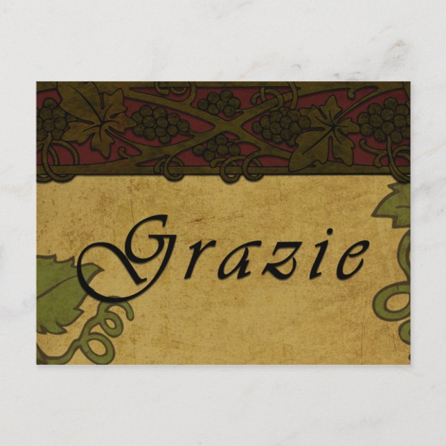 Grazie Grape Vines - vykort (Framsida)