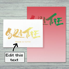 Grazie italian-skript tack guld folierat kort
