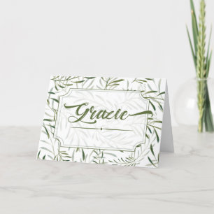 Grazie Italiensk Tack Botaniskt Sage-Grönt Kort