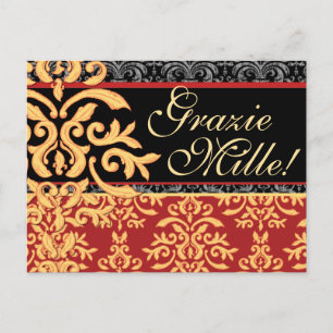 Grazie Mille Gilded Damask Italias tack. Vykort