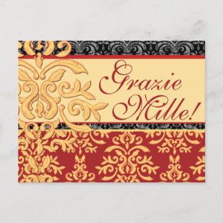 Grazie Mille Gilded Damask Italias tack. Vykort