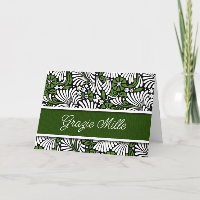 Grazie Mille italiensk Grönt i tusen tack Kort (Framsida)