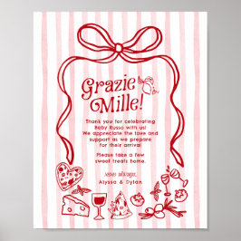 Grazie Mille Whimsical Italian Lemons Baby Shower Poster