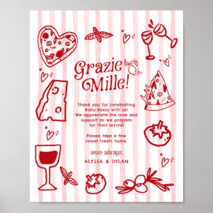 Grazie Mille Whimsical Italienska Citroner Baby Sh Poster
