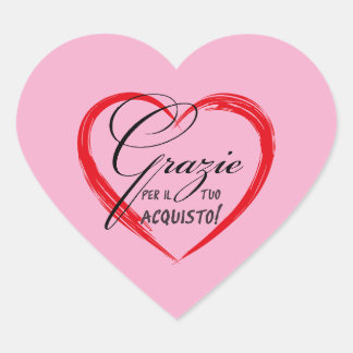 Grazie per il tuo acquisto!  hjärtformat klistermärke
