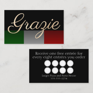 Grazie Svart Italiensk Restaurang Lojalitetskort Visitkort