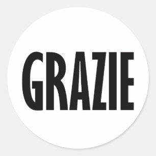 Grazie svart runt klistermärke