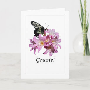 Grazie - Tack för ditt italienska blomkort Kort