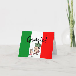 Grazie Tack Italienska Chef på Italien Flagga Kort