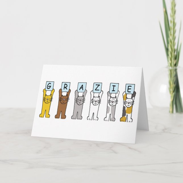 Grazie Tack på italienska Tecknad Cats (Framsida)