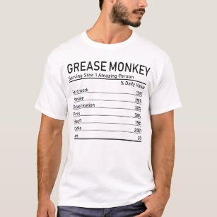 Grease Monkey Fantastisk Person Nutrition Facts T Shirt