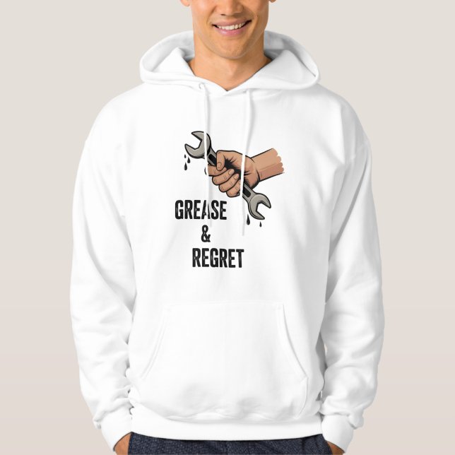 Grease & Regret | Blue Collar Burnout Hoodie (Framsida)