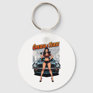 Grease & Tease – Varm Rod Pin-Up Flicka Nyckelring