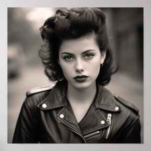Greaser Punk Girl in a Leather Jacka Poster