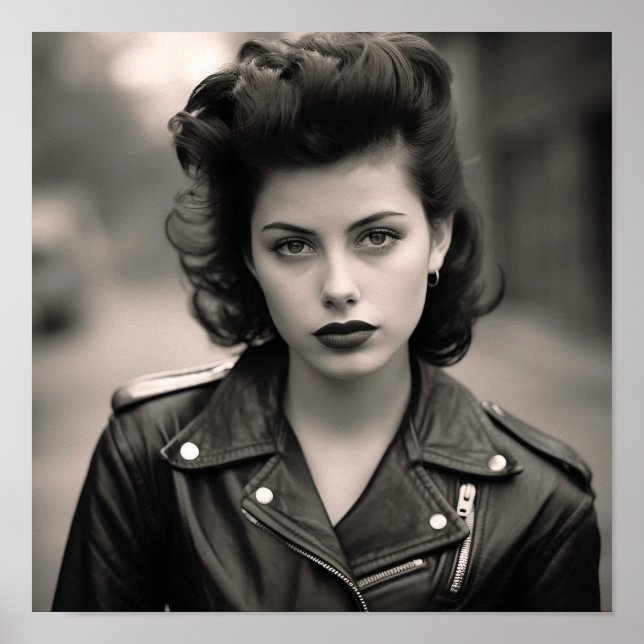 Greaser Punk Girl in a Leather Jacka Poster (Framsidan)