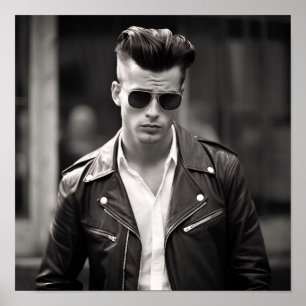 Greaser Punk Guy i Sunglasses Poster