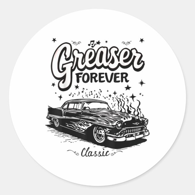 Greaser Runt Klistermärke (Framsida)