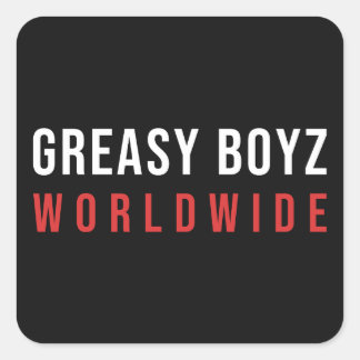 Greasy Boyz Worldwide Bar Logotyp Fyrkantigt Klistermärke
